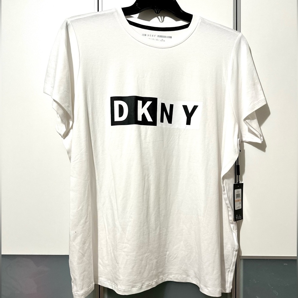 DKNY Women’s White Fitness Workout Activewear T-Shirt Athletic plus size 2X